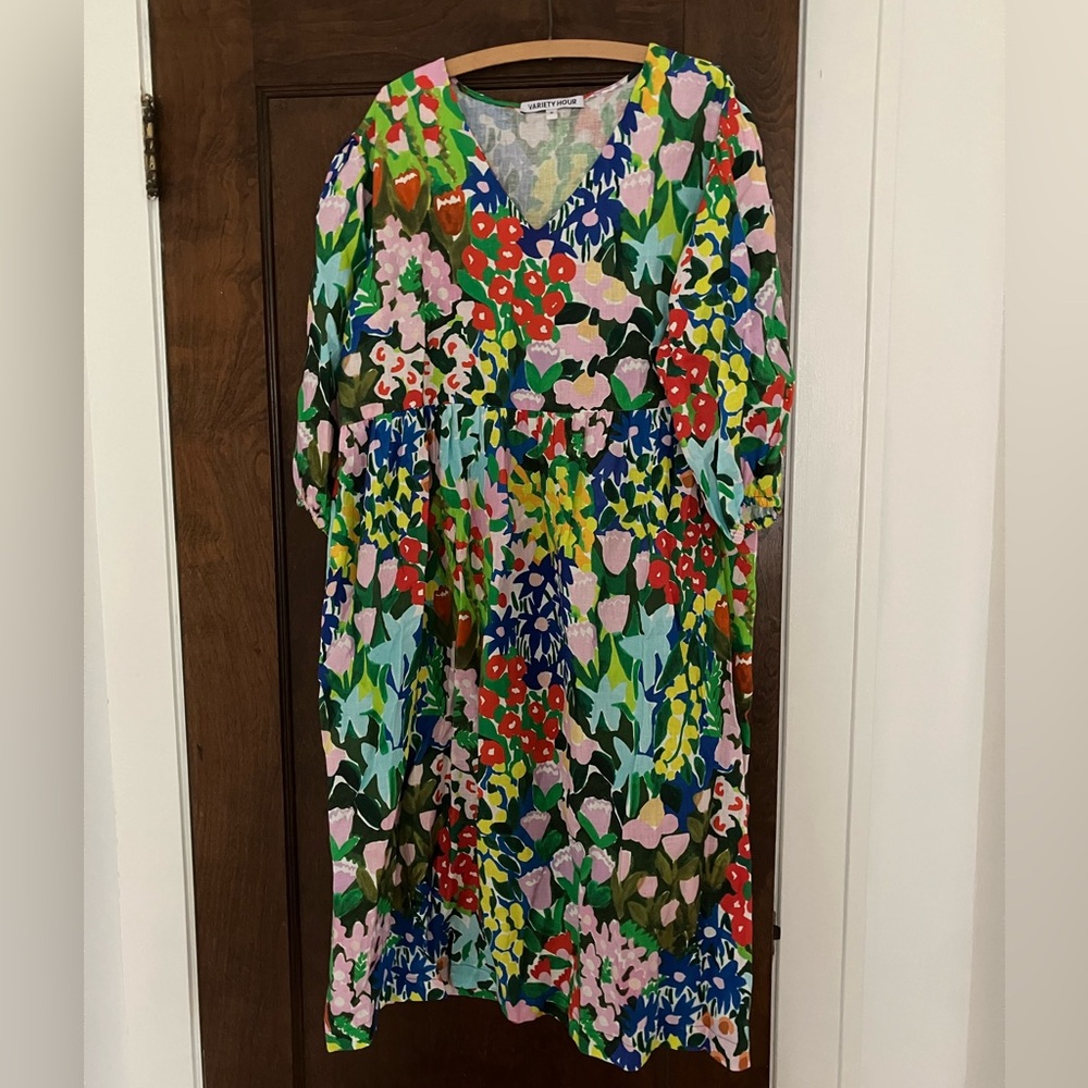 COPY - Variety Hour Floral Linen Dress Size Medium